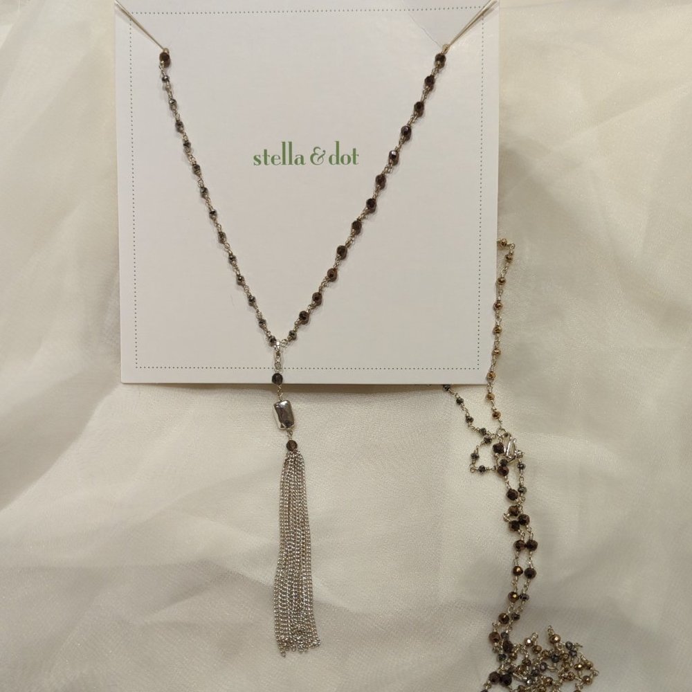 Stella and Dot silver Gitane Tassel Necklace